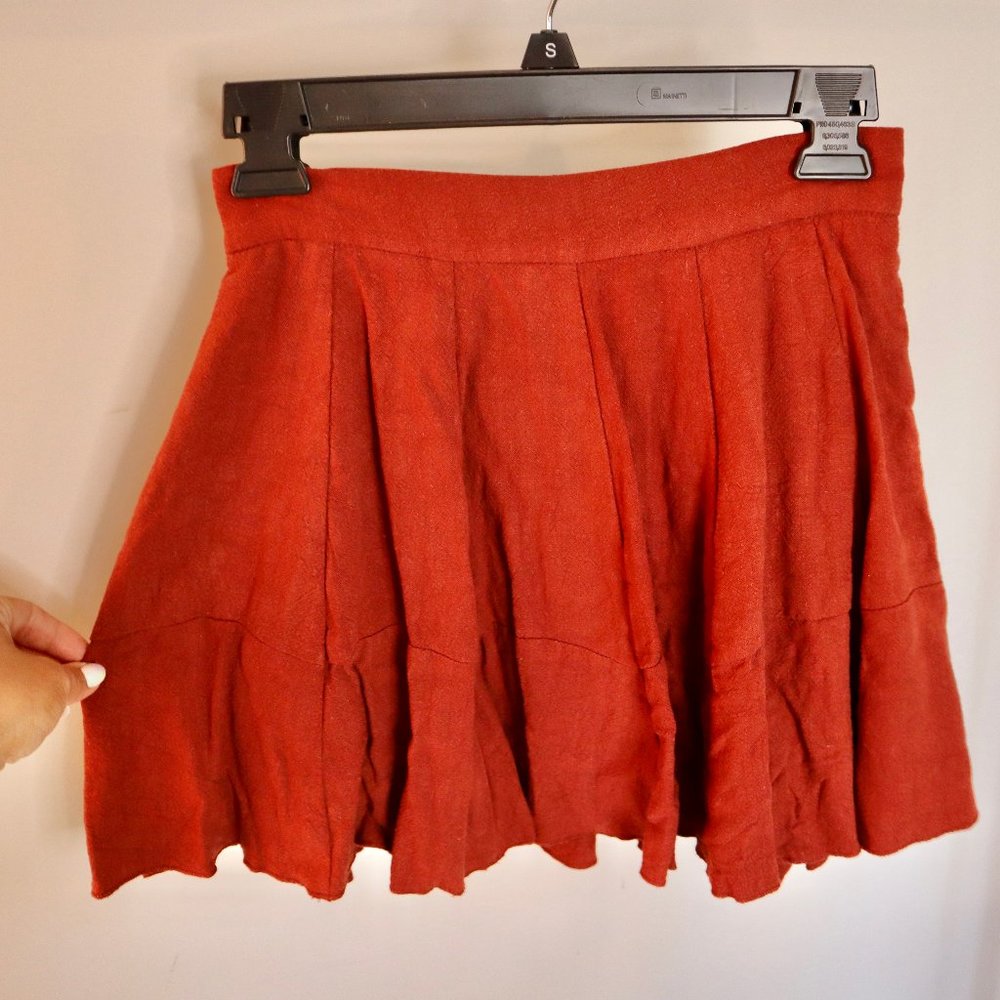 Burnt Orange Fit-and-Flare Skirt